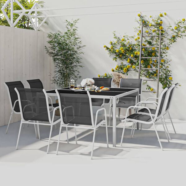 vidaXL Juego de comedor de jard&iacute;n 9 piezas acero
