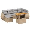 vidaXL Set sof&aacute;s de jard&iacute;n 7 piezas y cojines rat&aacute;n sint&eacute;tico beige