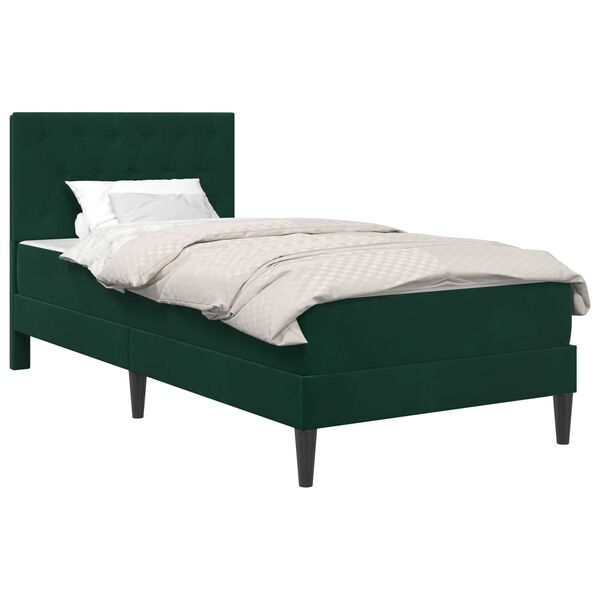 vidaXL Estructura de cama con colch&oacute;n Verde oscuro 90 x 190 cm