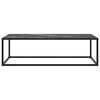 vidaXL Mesa de centro negra con vidrio de m&aacute;rmol negro 120x50x35 cm