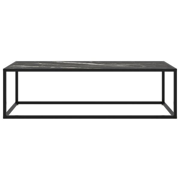 vidaXL Mesa de centro negra con vidrio de m&aacute;rmol negro 120x50x35 cm