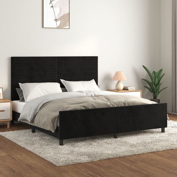 vidaXL Estructura de cama sin colch&oacute;n terciopelo negro 160x200 cm