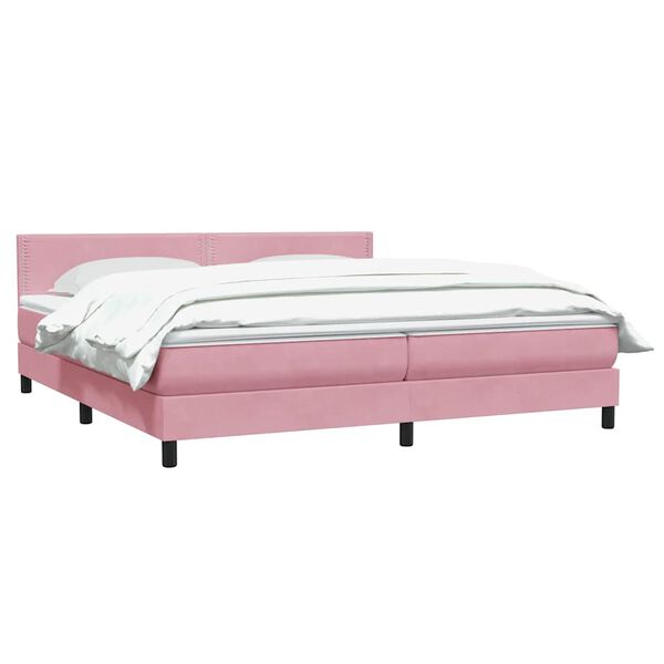 vidaXL Cama box spring con colch&oacute;n terciopelo rosa 180x210 cm