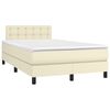 vidaXL Cama box spring colch&oacute;n y LED cuero sint&eacute;tico crema 120x200 cm