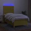 vidaXL Cama box spring colch&oacute;n y luces LED tela verde 100x200 cm