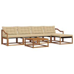vidaXL Conjunto de sof&aacute;s de exterior con coj&iacute;n 6 pcs Natural y Beige
