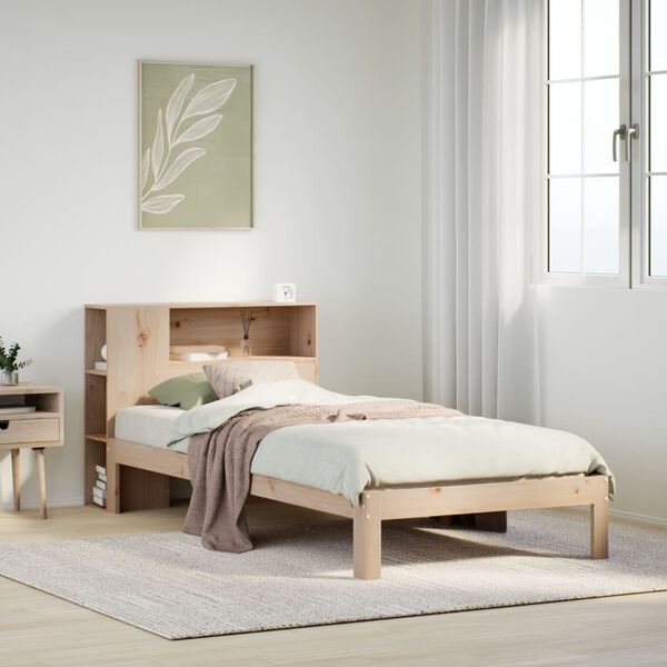 vidaXL Cama con estantería sin colchón madera maciza de pino 90x190 cm