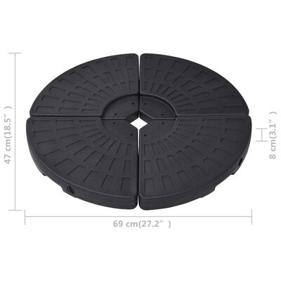 vidaXL Soporte de sombrilla en forma de ventilador 4 piezas negro
