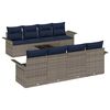 vidaXL Conjunto de sof&aacute; de jard&iacute;n 9 uds. Gris y marino rat&aacute;n sint&eacute;tico
