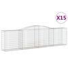 vidaXL Cestas de gaviones 15 uds forma de arco hierro 400x50x100/120cm