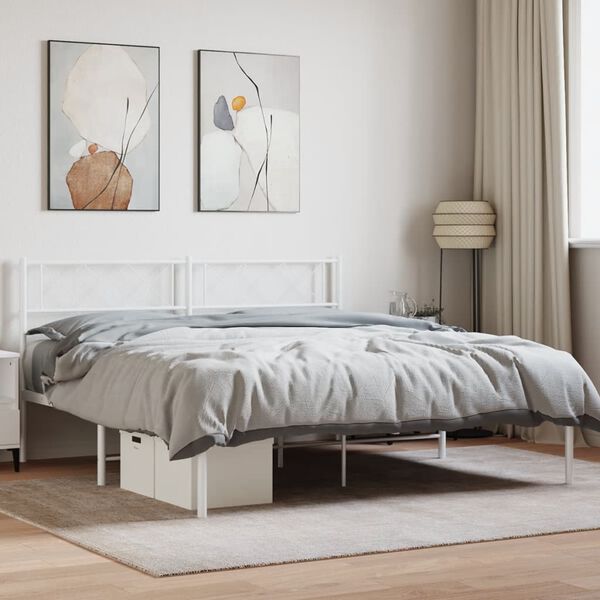 vidaXL Estructura cama sin colch&oacute;n con cabecero metal blanco 120x190cm