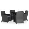 vidaXL Juego de comedor de jard&iacute;n 5 piezas con cojines negro