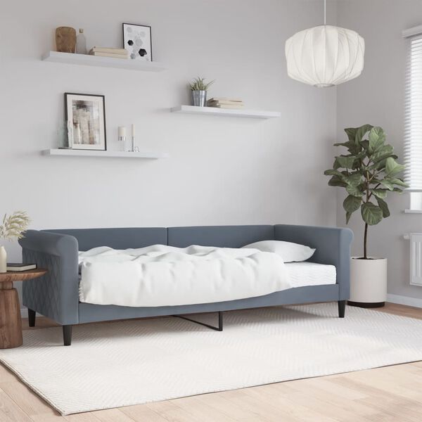 vidaXL Sof&aacute; cama con colch&oacute;n terciopelo gris oscuro 80x200 cm