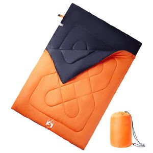 vidaXL Saco de dormir doble y almohadas camping adultos 3-4 estaciones