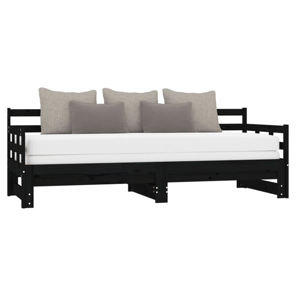 vidaXL Sofá cama extraíble sin colchón negro 2x(90x200) cm