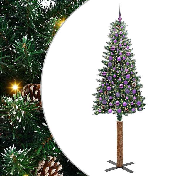 vidaXL &Aacute;rbol de Navidad Delgado con 300 LED con soporte Verde 210 cm
