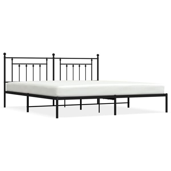 vidaXL Estructura cama sin colch&oacute;n con cabecero metal negro 200x200 cm