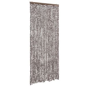 vidaXL Cortina antimoscas chenilla marr&oacute;n y blanco 100x200 cm