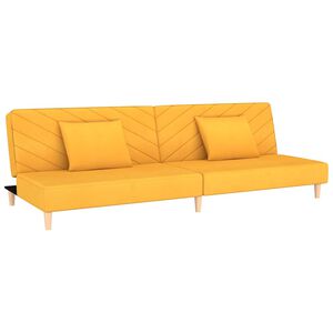vidaXL Sof&aacute; cama de 2 plazas con dos almohadas tela color amarillo