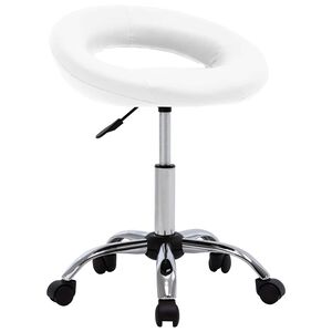vidaXL Silla de trabajo con ruedas cuero sint&eacute;tico blanco