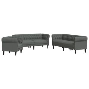 vidaXL Juego de sof&aacute;s 3 piezas tela gris oscuro