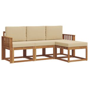 vidaXL Conjunto de sof&aacute;s de exterior con coj&iacute;n 4 pcs Natural y Beige