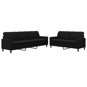 vidaXL Juego de sof&aacute;s con cojines 2 piezas terciopelo negro