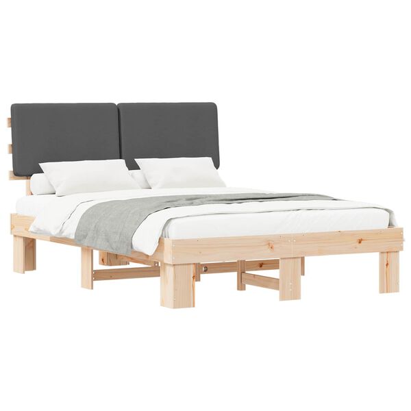 vidaXL Estructura de Cama con Cabecera Tapizada Gris oscuro