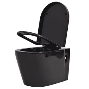 vidaXL Inodoro de pared cer&aacute;mica negro
