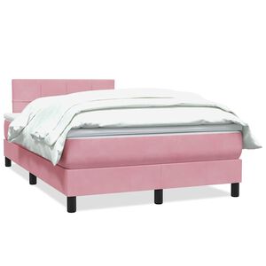 vidaXL Cama box spring con colch&oacute;n terciopelo rosa 120x220 cm