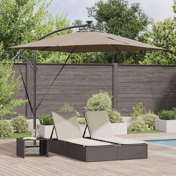 vidaXL Parasol de cantilever tipo pl&aacute;tano Taup&eacute; 249 x 249 x 250 cm