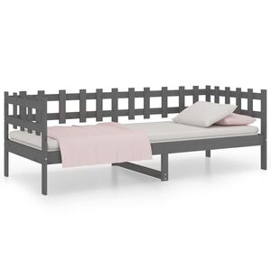 vidaXL Sof&aacute; cama madera maciza de pino gris 90x200 cm