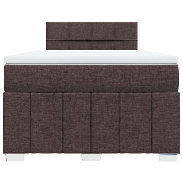 vidaXL Cama box spring con colch&oacute;n tela marr&oacute;n oscuro 120x190 cm