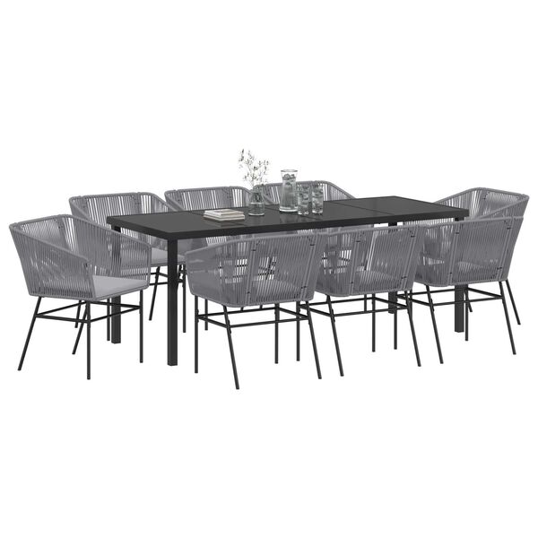 vidaXL Conjunto de Comedor de Jard&iacute;n con coj&iacute;n 9 pcs Gris