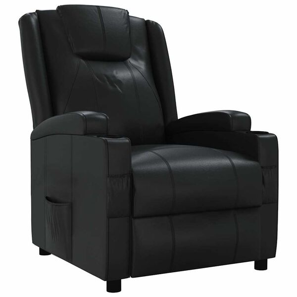 vidaXL Sill&oacute;n reclinable de cuero sint&eacute;tico negro