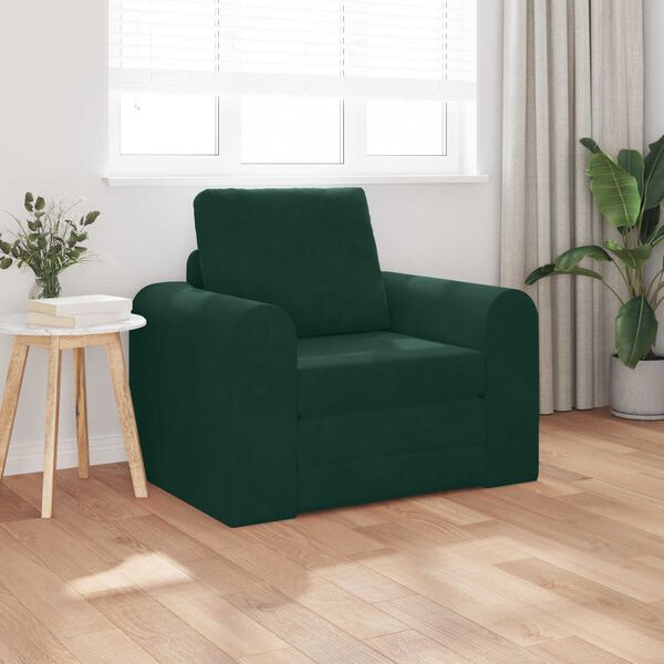 vidaXL Sof&aacute; cama Verde oscuro 98 x 71 x 83 cm Terciopelo