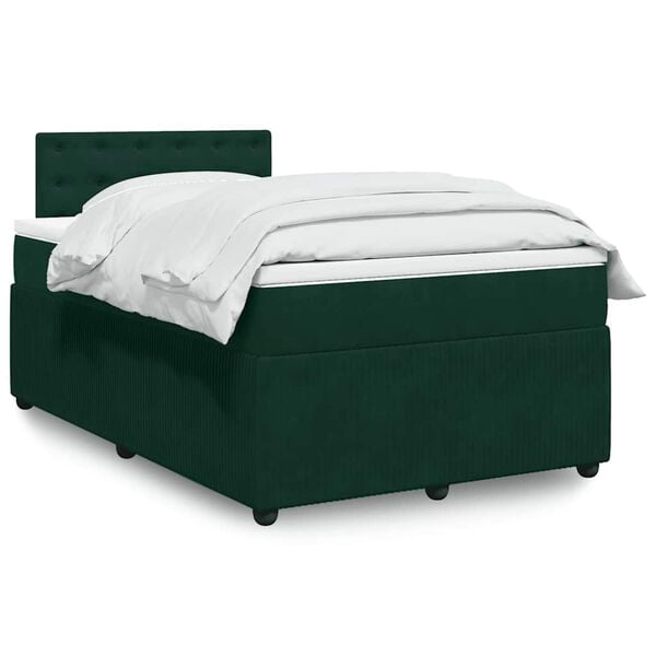 vidaXL Cama box spring con colch&oacute;n terciopelo verde oscuro 120x190 cm