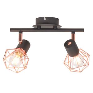 vidaXL L&aacute;mpara de techo con 2 focos E14 negra y cobre