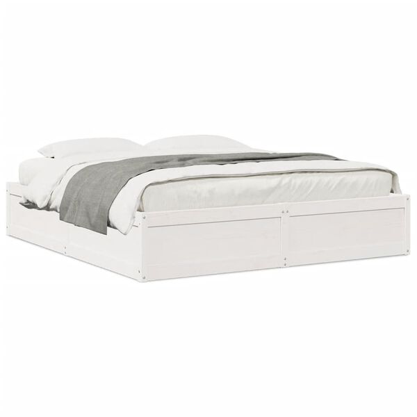 vidaXL Cama sin colch&oacute;n madera maciza de pino blanca 180x200 cm
