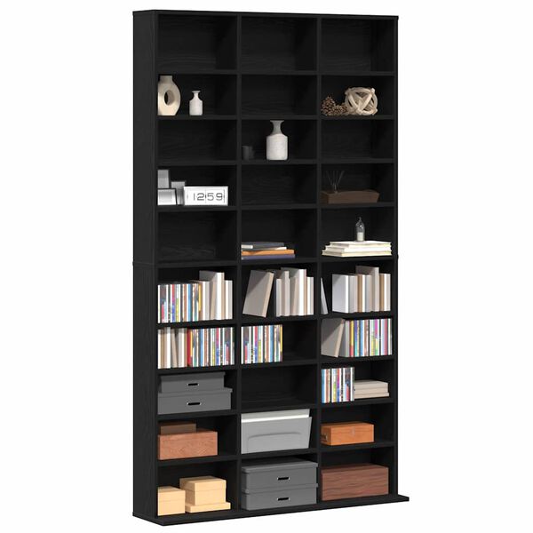vidaXL Mueble para CD con estante Roble negro 101 x 23 x 177.5 cm