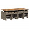 vidaXL Set comedor de jard&iacute;n con cojines 13 pzas rat&aacute;n sint&eacute;tico gris
