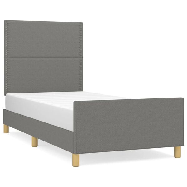 vidaXL Estructura de cama sin colch&oacute;n tela gris oscuro 90x190 cm