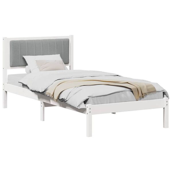 vidaXL Estructura de Cama con Cabecera Tapizada Gris Claro 90 x 200 cm