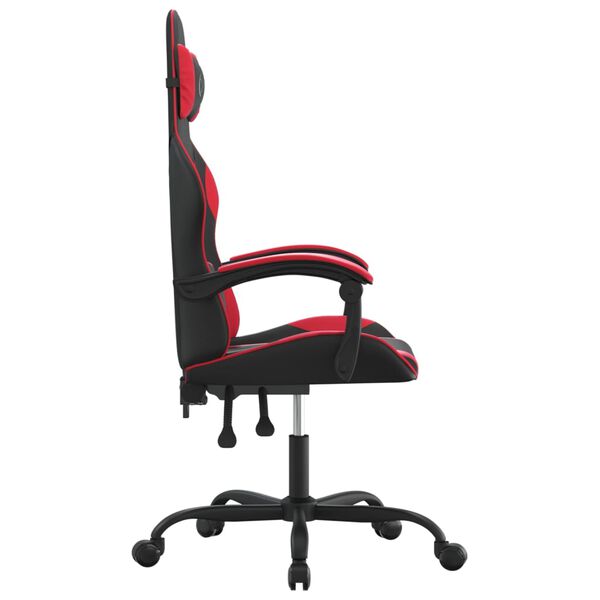 vidaXL Silla gaming giratoria cuero sint&eacute;tico negro y rojo