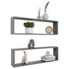 vidaXL Estante cubo pared 2 uds contrachapado gris brillo 100x15x30 cm