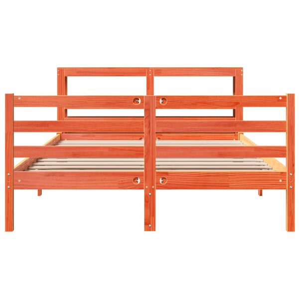 vidaXL Cama sin colch&oacute;n madera maciza de pino marr&oacute;n cera 120x200 cm