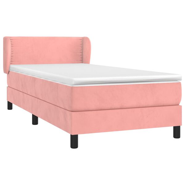 vidaXL Cama box spring con colch&oacute;n terciopelo rosa 80x200 cm