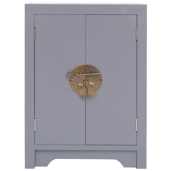 vidaXL Mesita de noche madera de Paulownia gris 38x28x52 cm