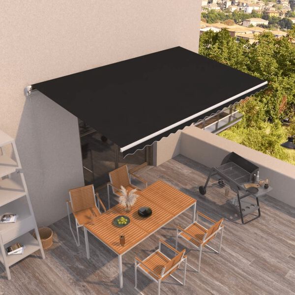 vidaXL Toldo retr&aacute;ctil manual gris antracita 500x350 cm