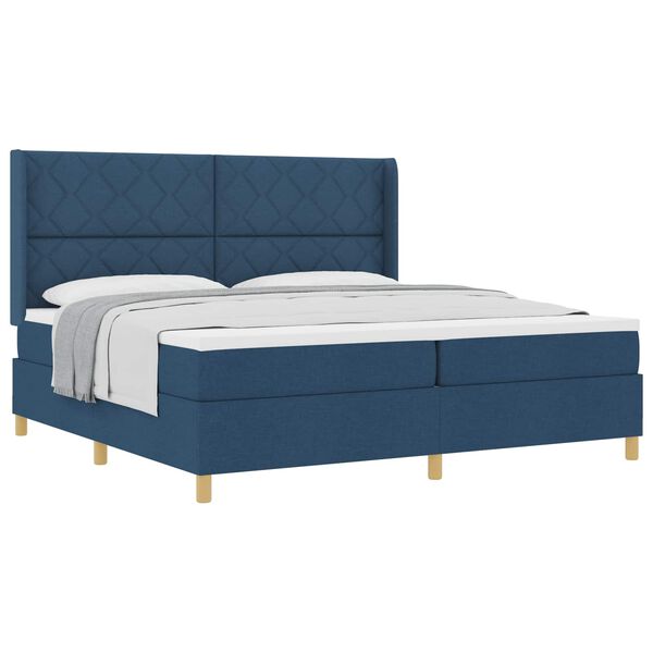 vidaXL Cama tipo Box Spring con colch&oacute;n Azul 200 x 200 cm tela